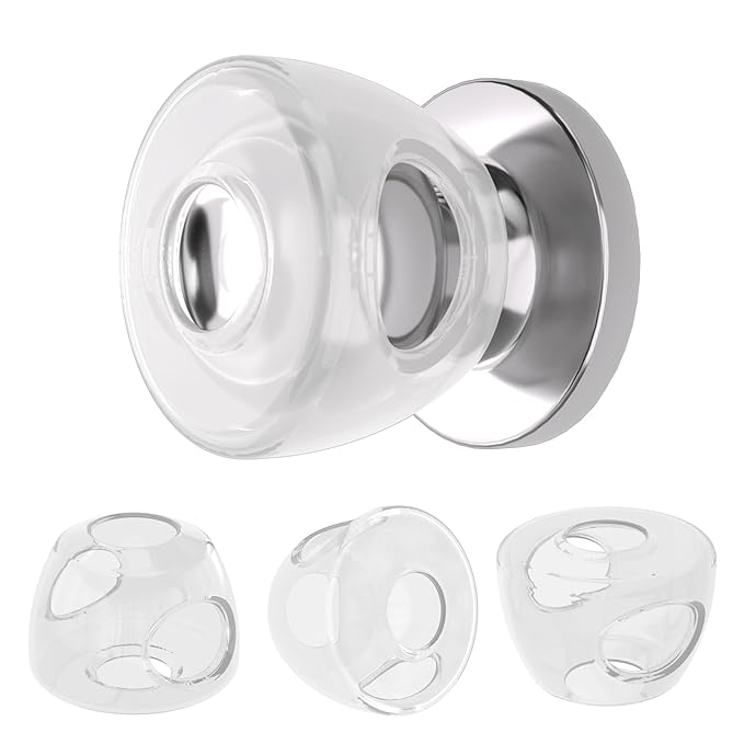 Inaya Baby Proofing Door Knob Cover (4 Pack) - Prevent Children from Opening Doors, Fit Most Round Knobs - Door Knob Safety Cover for Kids, Child Proof Door Lock, Child Proof Door Locks - Clear-BubblyBeeBaby