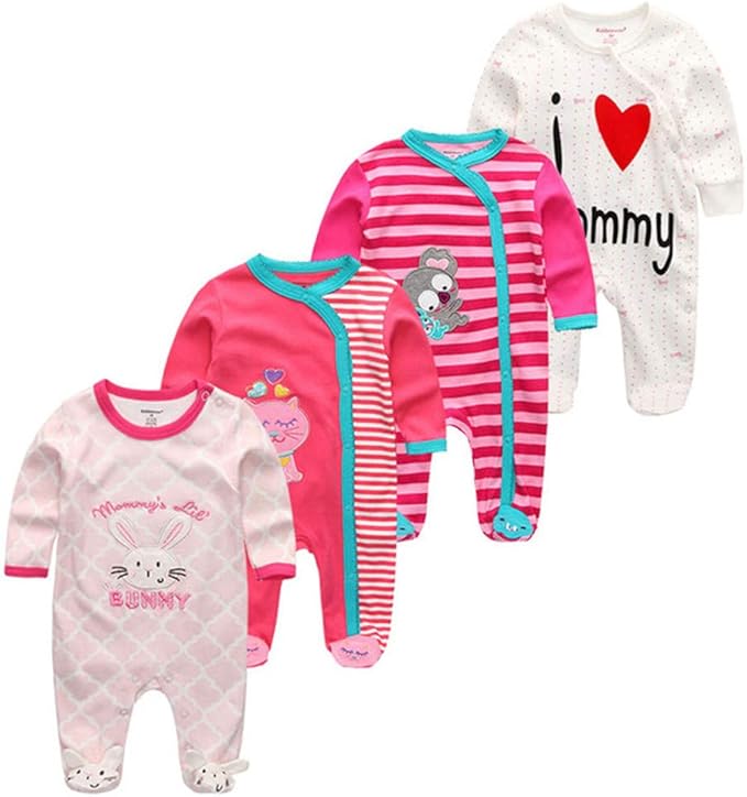 Kiddiezoom Baby and Toddler Boys'Snug Fit Footed One-Piece Romper Jumpsuit Cotton Cotton Footed Outfit-BubblyBeeBaby