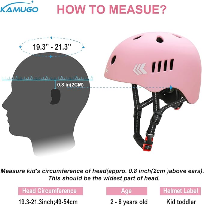 KAMUGO Toddler Helmet Kids Bike Helmet for Girls Boys Ages 2-8 Years,Toddler Bicycle Helmet Suitable for Skateboard Scooter Roller Skating Inline Roller Skating-BubblyBeeBaby