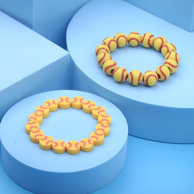 1600PCS Softball Sports Ball Polymer Clay Beads Charms for Friendship Bracelets Making Kit Cute Fun Beads DIY Arts Crafts Birthday Gifts for Kids Girls Softball Bead-BubblyBeeBaby
