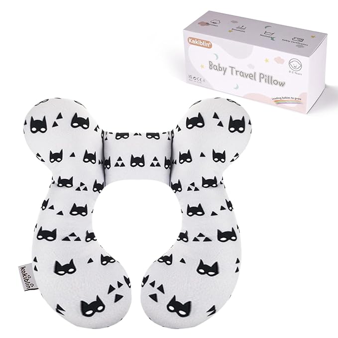 KAKIBLIN Baby Travel Pillow for Head and Neck, Upgraded Baby Support Pillow, Baby Neck Pillows for Car Seat,Pushchair,Travel, Grey-BubblyBeeBaby