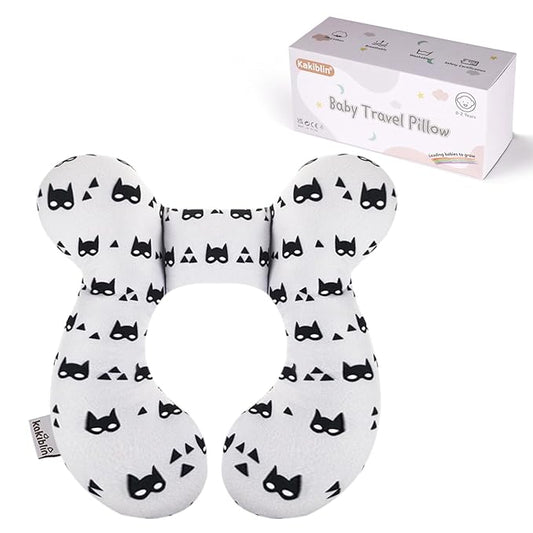 KAKIBLIN Baby Travel Pillow for Head and Neck, Upgraded Baby Support Pillow, Baby Neck Pillows for Car Seat,Pushchair,Travel, Grey-BubblyBeeBaby