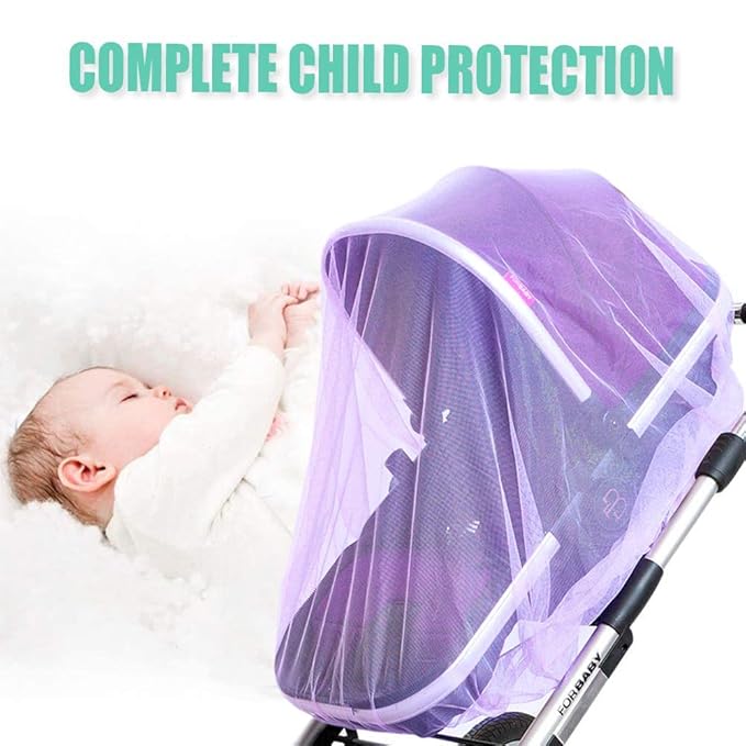 Durable Baby Mosquito Net (2 Pack) - Perfect Bug Net for Strollers, Bassinets, Cradles, Playards, Pack N Plays and Portable Mini Crib (Purple)-BubblyBeeBaby