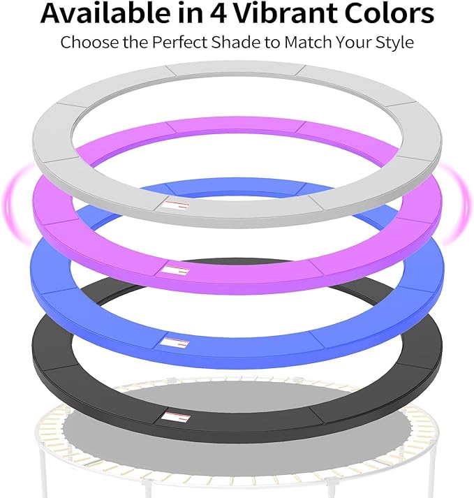 16FT/15FT/14FT/12FT/10FT Trampoline Safety Pad Replacement, Round Trampoline Spring Protection Cover, Fits 16FT/15FT/14FT/12FT/10FT Frames, Water-Resistant Trampoline Accessories-BubblyBeeBaby