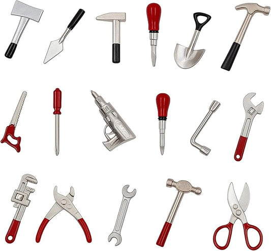 17PCS 1:12 Miniature Doll House Tools Metal Home Repair Multi-Tool Model Set Fun for Party Dollhouse Decoration Accessories Mini Yard Supplies Creative Pretend Toy (Tool)-BubblyBeeBaby