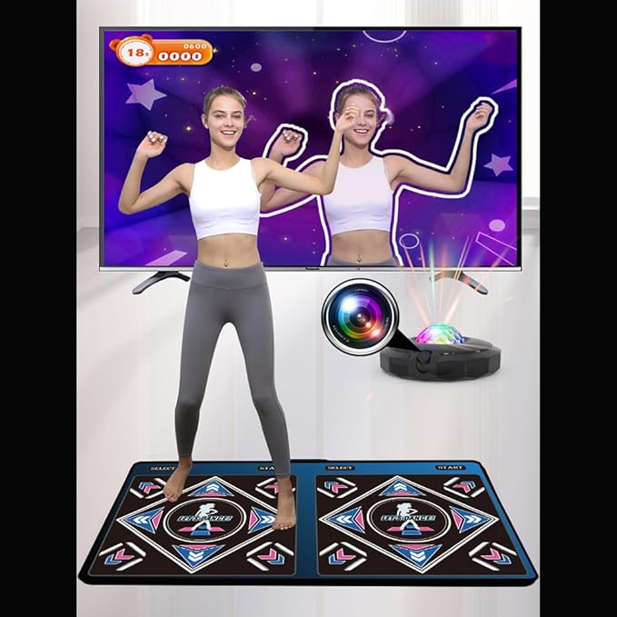 HDMI Musical Electronic Dance mat with a Camera, a 64G Large Memory Card, Including 1000 Games,650 Songs,81 Music Videos,for Single/Double Users, a Luxurious Gift for Boys and Girls-BubblyBeeBaby