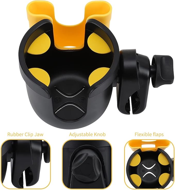 Accmor Stroller Cup Holder with Phone Holder, Bike Cup Holder, Universal Cup Holder for Uppababy Nuna Doona Strollers, 2-in-1 Cup Phone Holder for Stroller, Bike, Wheelchair, Walker, Scooter-BubblyBeeBaby