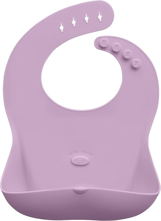 Abiie Ruby Wrapp Silicone Bibs for Babies with Front Pocket - Waterproof Bib - Stain Resistant - Silicone Toddler Bibs-BubblyBeeBaby