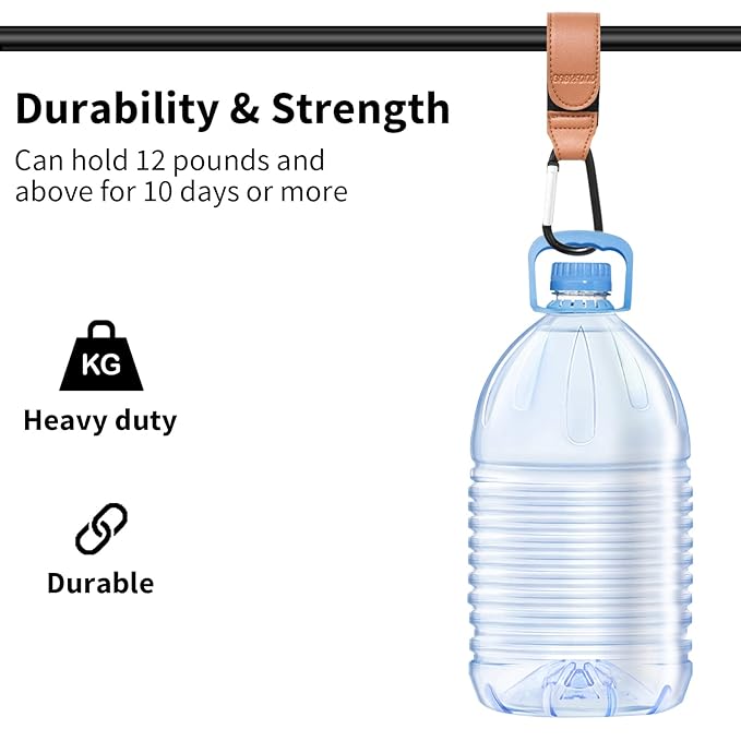 Stroller Hooks for Hanging, 2 PCS Durable Leather Style Stroller Clip Straps, Baby Stroller Hooks for Diaper Bags Grocery Shopping Bags, Mommy Hook for Stroller (Brown)-BubblyBeeBaby