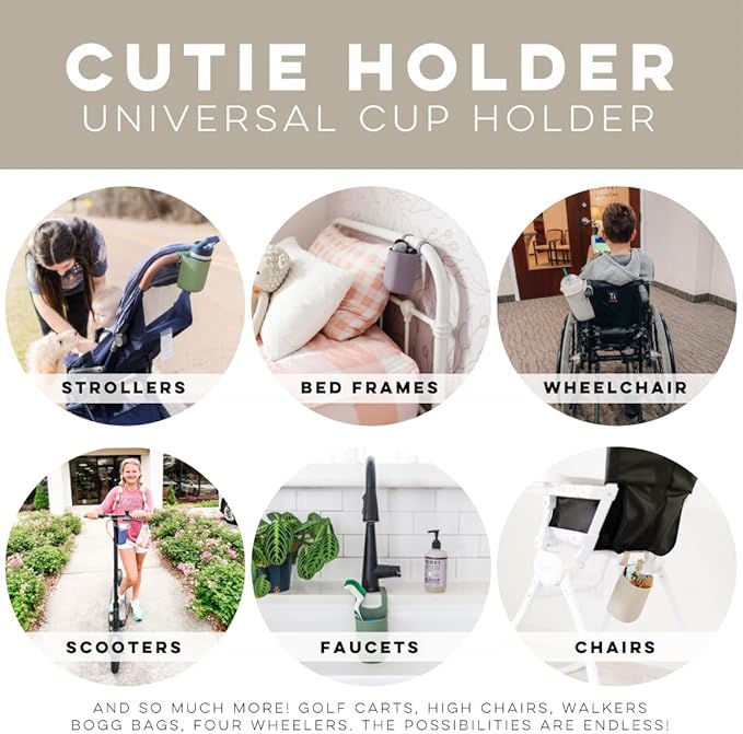 Ryan & Rose Cutie Holder Universal Stroller Cup Holder (Taupe)-BubblyBeeBaby