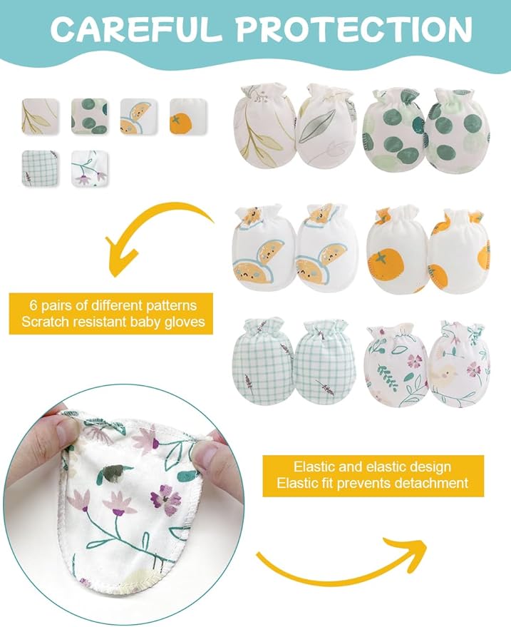 Cute Baby Mittens Newborn, No Scratch Baby Boy Mittens, Baby Girl Hat Gloves for Toddlers, Infant, Newborn-BubblyBeeBaby
