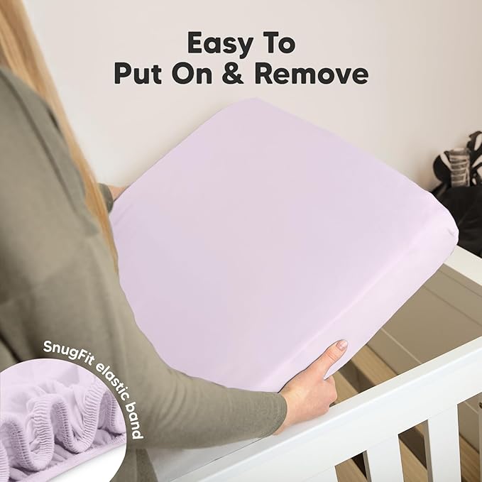 KeaBabies 2-Pack Organic Crib Sheets for Boys, Girls - 52x28 Fitted Crib Mattress Sheet Neutral, Breathable Jersey Cotton Cover for Baby Bed, Toddler Mattress, Soft & Cute Prints (Thistle)-BubblyBeeBaby