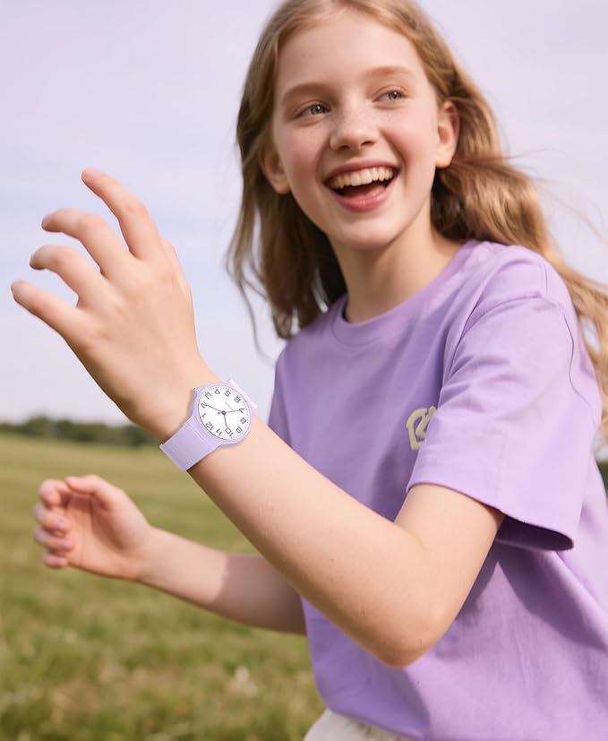 Kids Analog Watch Boys Girls, 30M Waterproof, Sports Watch for Boys, Easy to Read Children's Thin Dial Wrist Watches with Soft Band, for Ages 5-15 Kids Great Birthday Gifts Christmas Day-BubblyBeeBaby