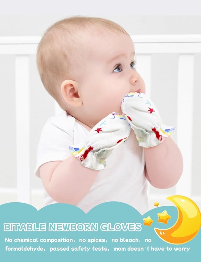 Cute Baby Mittens Newborn, No Scratch Baby Boy Mittens, Baby Girl Hat Gloves for Toddlers, Infant, Newborn-BubblyBeeBaby