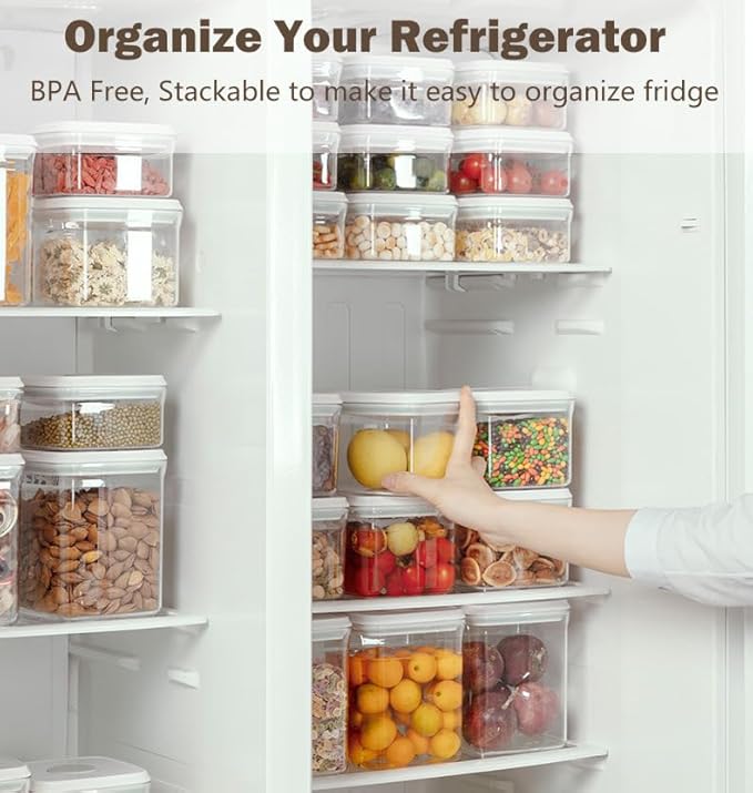 12 Pcs Pop Food Storage Containers Airtight Food Storage Containers Set with Lids Kitchen Pantry Organization and Storage, 3.4Qt, 2.8Qt, 2.1Qt, 1.2Qt-BubblyBeeBaby