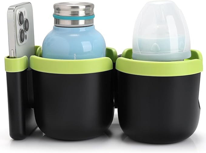 Accmor Stroller Cup Holder with Phone Holder, Bike Cup Holder, Universal Cup Holder for Uppababy Nuna Doona Strollers, 2-in-1 Cup Phone Holder for Stroller, Bike, Wheelchair, Walker, Scooter-BubblyBeeBaby