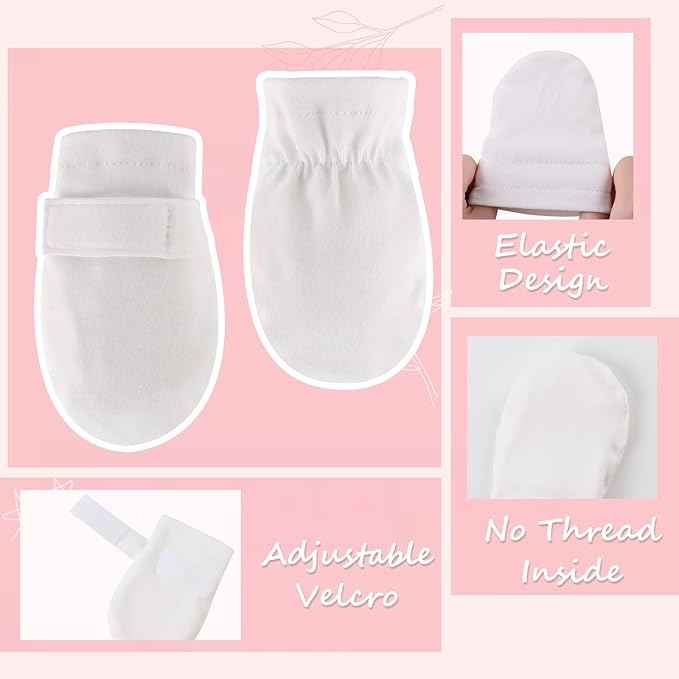 Newborn Baby Mittens Infant No Scratch Gloves Cotton Mitts for Baby Girls Boys-BubblyBeeBaby