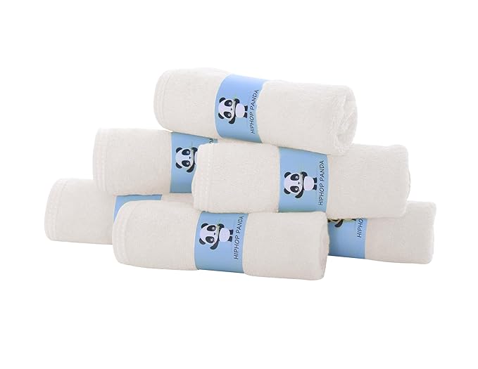 HIPHOP PANDA Baby Washcloths, Rayon Made from Bamboo - 2 Layer Ultra Soft Absorbent Newborn Bath Face Towel - Reusable Baby Wipes for Delicate Skin - Ivory, 30 Pack-BubblyBeeBaby