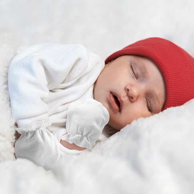 Newborn Baby Mittens No Scratch Cotton Elastic Wrist Gloves Infant Toddler Mittens for Baby Boy Girl 0-6 Months-BubblyBeeBaby