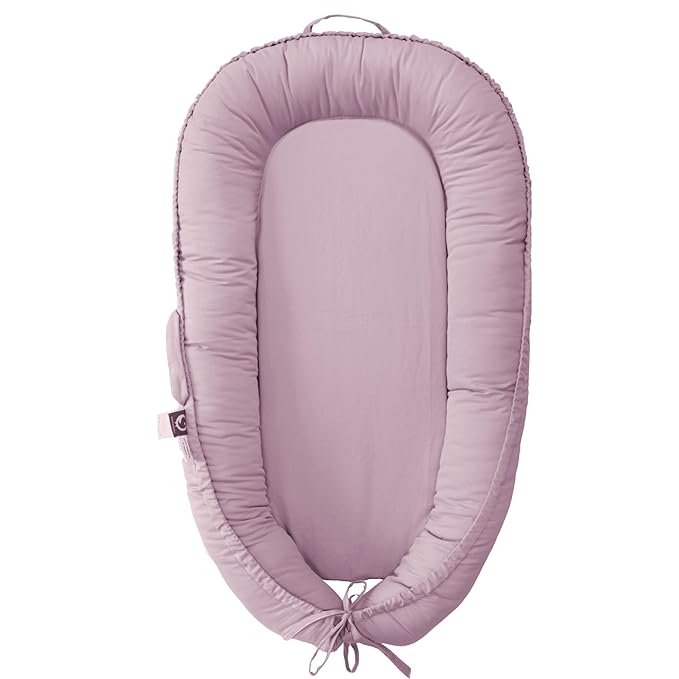Infant Lounger, Baby Nest Cover for Baby Girls & Boys, Newborn Essentials for Baby 0-12 Months, 100% Cotton Breathable, Co Sleeper Portable Travel Bed (LavenderBlush, Cotton)-BubblyBeeBaby