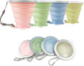 JBER Silicone Collapsible Travel Cup, 4 Pack Silicone Folding Camping Cup with Lids Expandable Drinking Cup for Outdoor Hiking Travel (Olive & Pink & Green & Blue)
