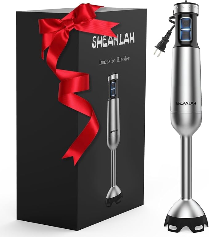 1000W Powerful Immersion Blender handheld, 2025 New Update Hand Blender with 25-Speed, Scratch-Resistant Corded Hand Mixer with Heavy-Duty Copper Brushless Motor and Gift Box-BubblyBeeBaby
