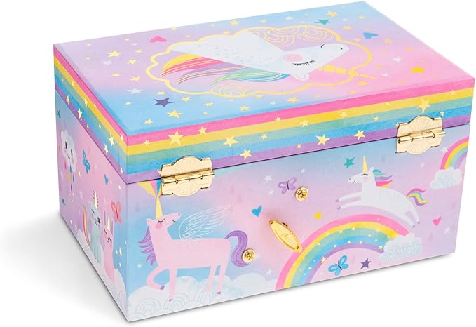 Jewelkeeper Unicorn Musical Jewelry Box for Little Girls - Kids Jewelry Box with Pullout Drawer - Music Jewellery Box with Necklace and Bracelet - Gift Set for Kids - Children's Jewellery Storage Case-BubblyBeeBaby