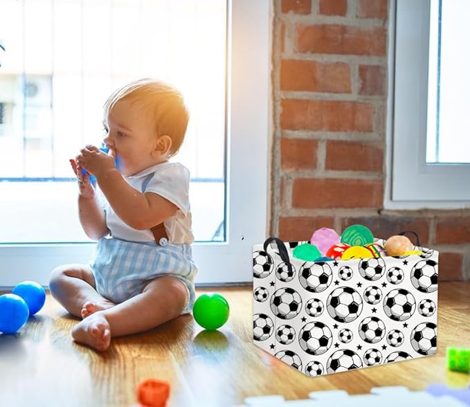 HIYAGON Rectangular Soccer Basket Kids Gift Basket Baby Boy Basket Kids Toy Storage Bin Basket Organizer Box Soccer Room Decor(Soccer)-BubblyBeeBaby