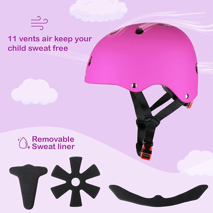 KAMUGO Kids Bike Helmet, Toddler Helmet for Ages 2-8 Boys Girls with Sports Protective Gear Set Knee Elbow Wrist Pads for Skateboard Cycling Scooter Rollerblading-BubblyBeeBaby