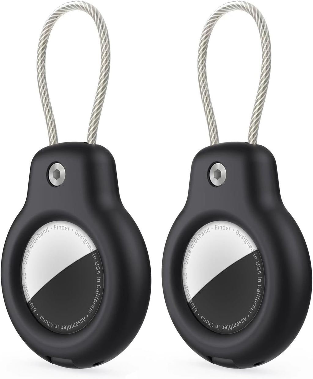 for AirTag Holder Case with Keychain, Air Tags-2 Pack for Apple Air Tag Holder with Wire Cable Lock Key Ring Chain Air Tagholder Accessories for GPS Item Tracker Kids,Keys,Luggage