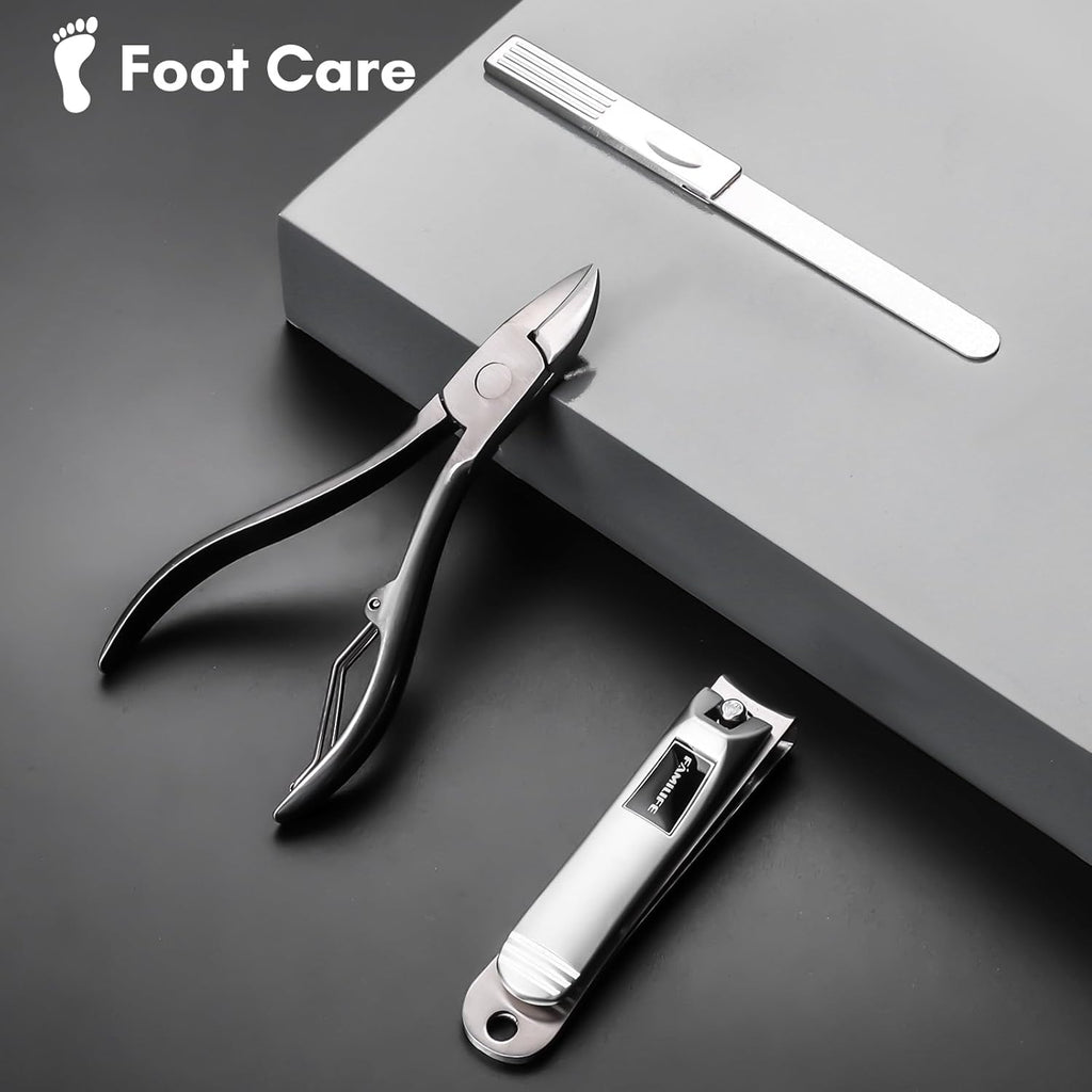FAMILIFE Manicure Set, Professional Manicure Kit Nail Clippers Set 11 in 1 Stainless Steel Pedicure Tools Nail Kit Men Grooming Tool with Portable Brown Leather Travel Case Luxury Gifts for Him