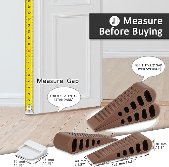 JQK Rubber Door Stopper Wedge, Bronze 3 Pack Soft TPR Premium Door Stops for Bottom of Heavy Duty Door on Tile, Concrete, Carpet, Wooden Floor, DSB61-ORB-P3-BubblyBeeBaby