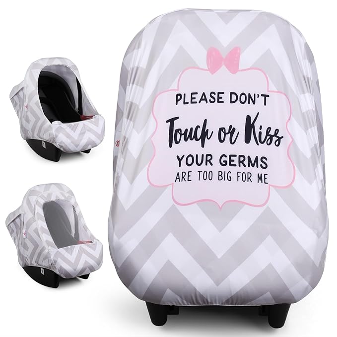 Metplus 2-in-1 Baby Car Seat Cover, Multi Use Cover for Baby Car Seat Canopy with Privacy Sun Shade, Protect Your Baby's Safety Seat with Style, Infant Carrier Covers for Boys & Girls-BubblyBeeBaby