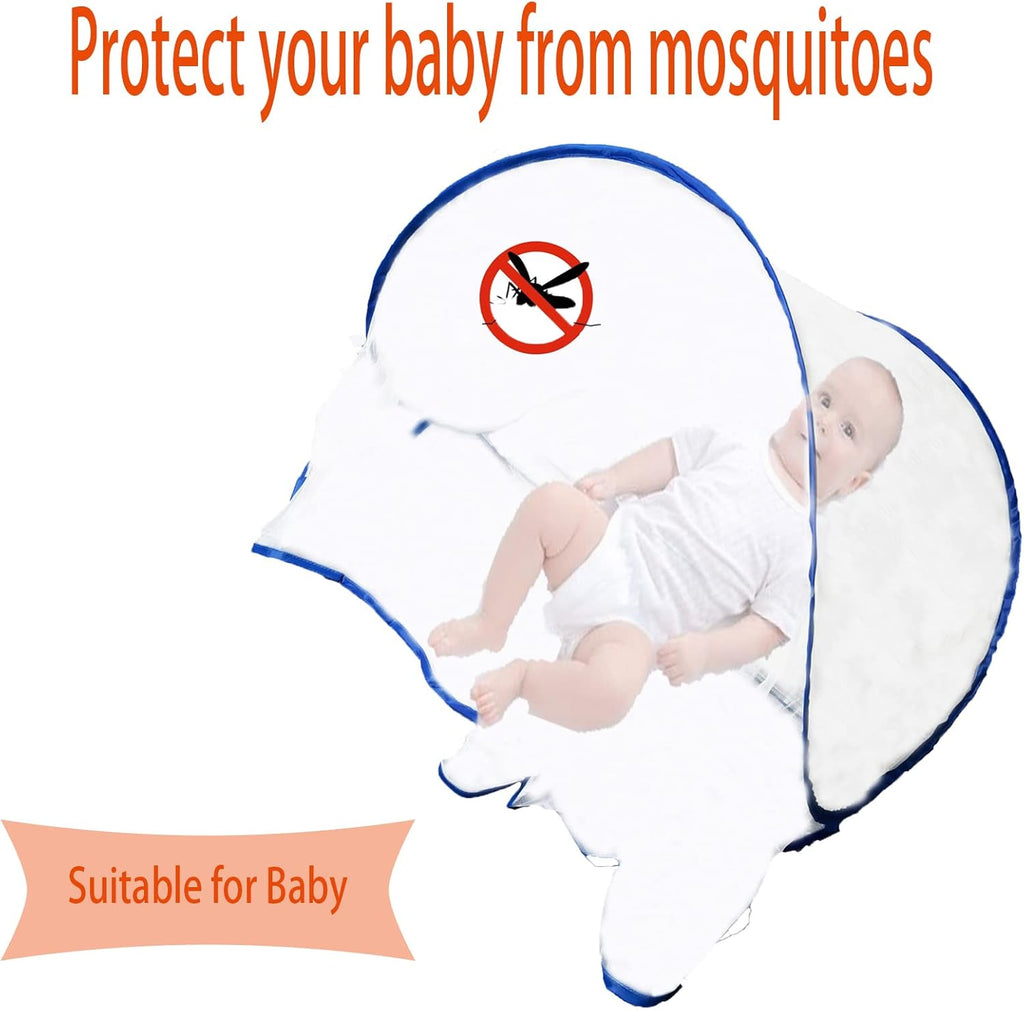 CMINGJ Portable Mosquito Head Net Foldable Pop-Up Travel Essentials Mosquito Net for Bed Free Installation-Large Size Suitable for Bedroom, Camping, nap (Large)