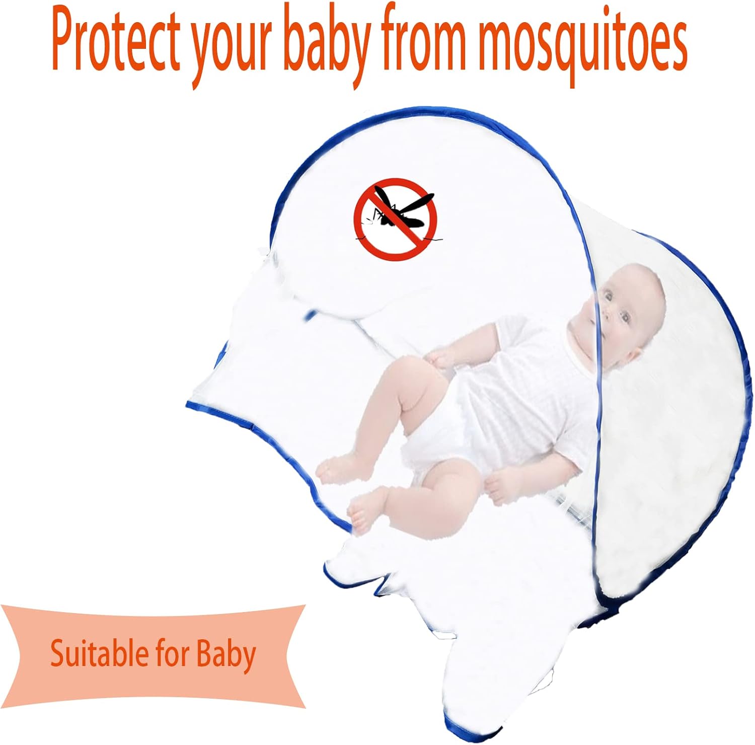 CMINGJ Portable Mosquito Head Net Foldable Pop-Up Travel Essentials Mosquito Net for Bed Free Installation-Large Size Suitable for Bedroom, Camping, nap (Large)