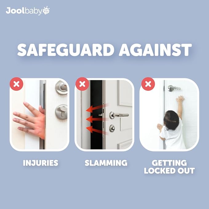 Jool Baby Door Pinch Guards (6 Pack) – Slam Preventer – Babyproof Doors to Avoid Pinched Fingers & Door Slamming, Keep Pets from Getting Locked in-BubblyBeeBaby