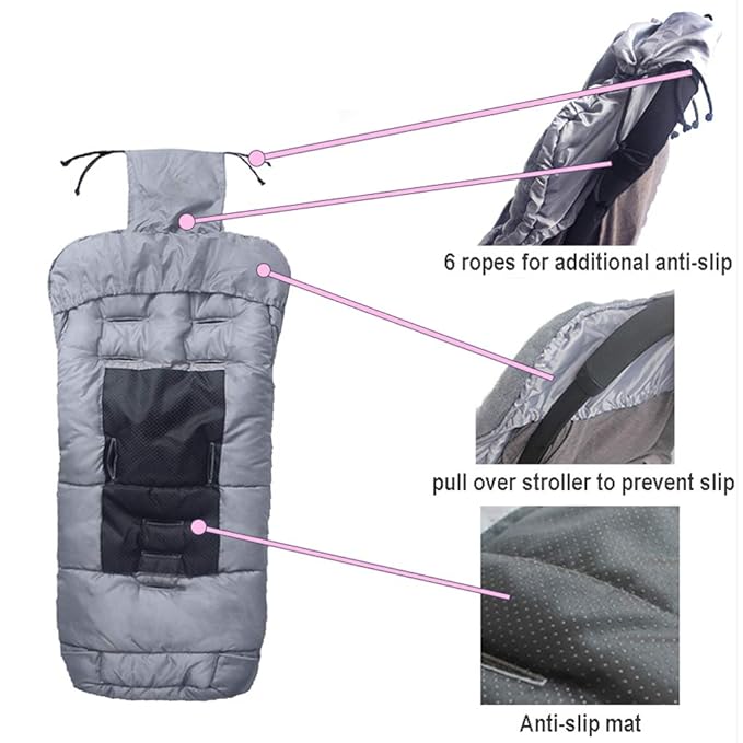 Anti-Kick Winter Water Proof Cozy Warmer Baby Footmuff Fits for Most of Strollers, Jogger, Reversible from Blanket to Sleeping Bag, Strap Position Adjustable,Safe and Practical Featurs-BubblyBeeBaby