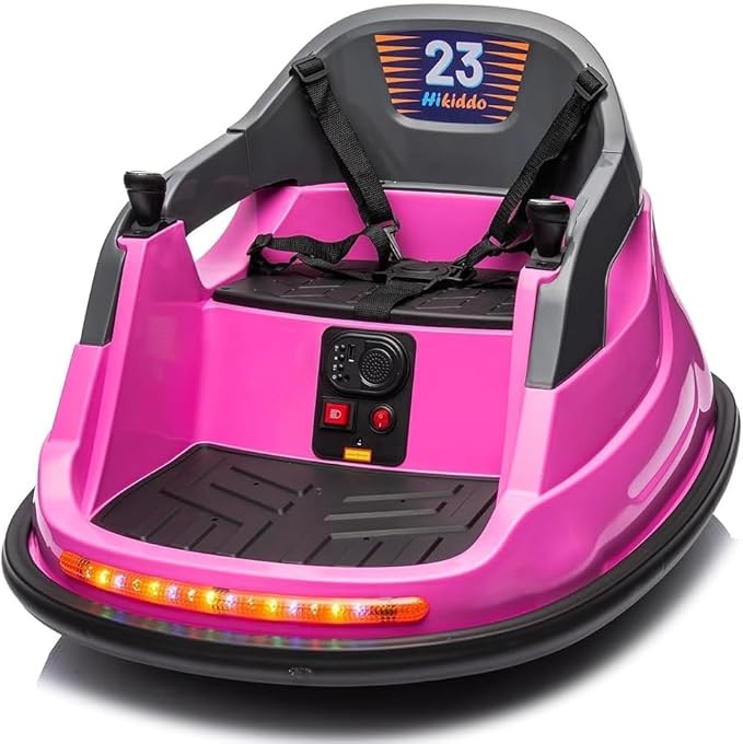12V Kids Bumper Car, Electric Baby Bumper Car for Toddlers with Remote Control, 3 Speeds - Pink-BubblyBeeBaby
