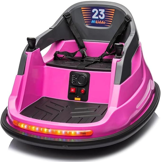 12V Kids Bumper Car, Electric Baby Bumper Car for Toddlers with Remote Control, 3 Speeds - Pink-BubblyBeeBaby