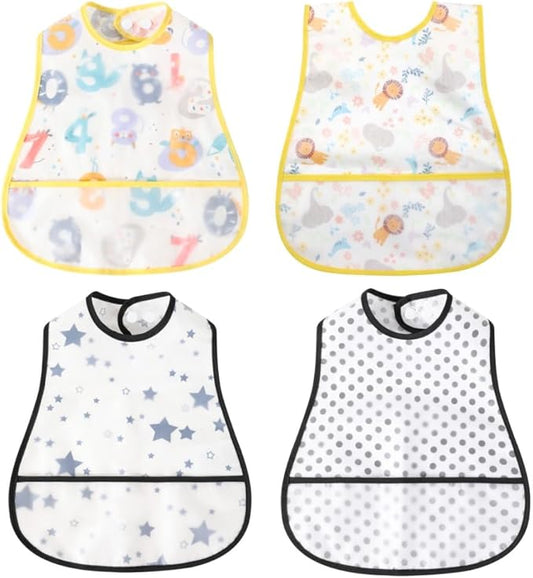 Baby bibs Waterproof Toddler bib - Feeding bib with Pocket for Infant Boy Girl Washable 6-36M-BubblyBeeBaby