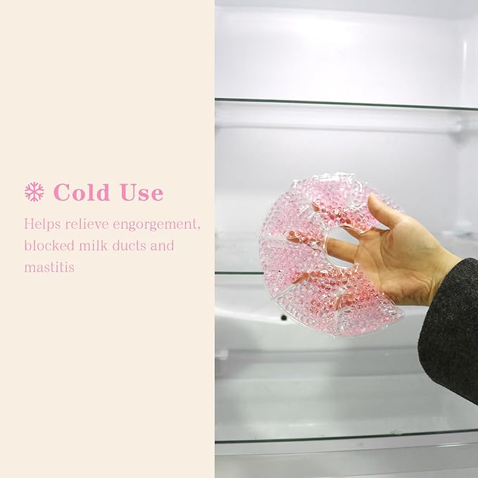 Hot/Cold Breast Gel Bead Ice Packs Breast Cooling/Heat Pads Relief for Breastfeeding, Nursing Pain, Mastitis, Engorgement, Swelling, Plugged Ducts | Boost Milk Let-Down & Production,2 Pack (Pink)-BubblyBeeBaby