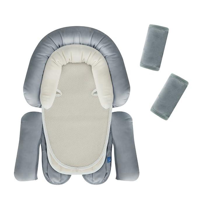 COOLBEBE Upgraded 3-in-1 Babybody Support & Strap Covers Set for Newborn Infant - Extra Soft Car Seat Insert Cushion Pad, Perfect for Carseats, Strollers, Swing-BubblyBeeBaby
