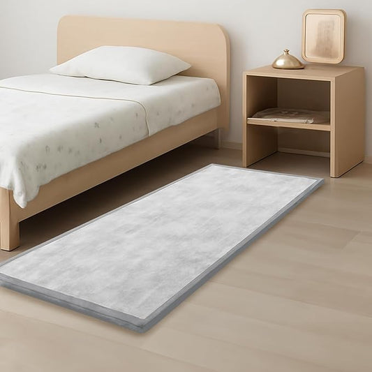 1.3" Thick Baby Play Mat for Floor, 28x72 Foam Tummy Time Mat, Padded Support Soft Plush Bedside Rugs for Infant Kids Toddler Crawling Kick Activity (Light Grey)-BubblyBeeBaby