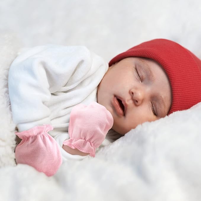 Newborn Baby Mittens No Scratch Cotton Elastic Wrist Gloves Infant Toddler Mittens for Baby Boy Girl 0-6 Months-BubblyBeeBaby