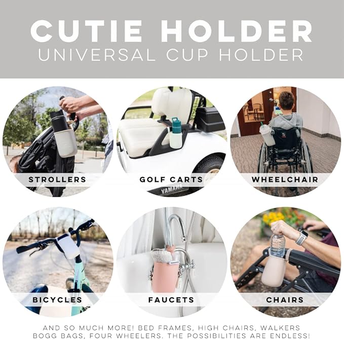 Ryan & Rose Cutie Holder Universal Stroller Cup Holder (Slate)-BubblyBeeBaby