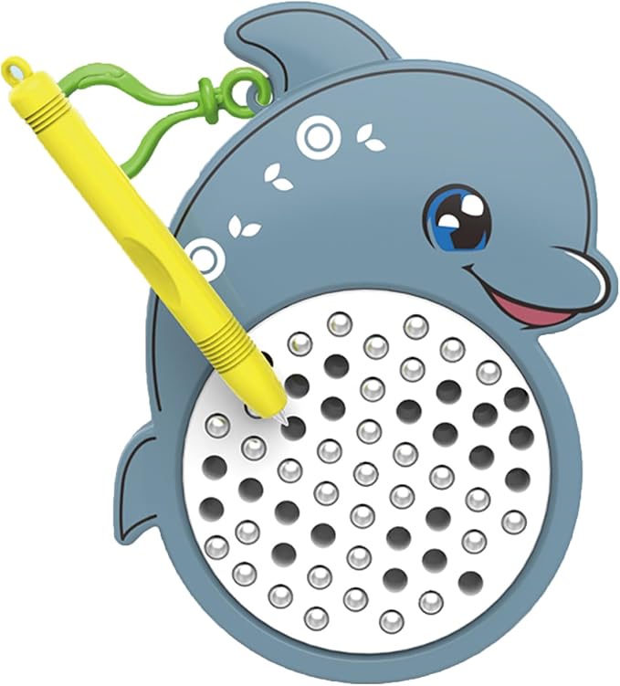 1PCS Dolphin Magnetic Drawing Board for Kids & Toddlers with Beads and Magnet Stylus Pen - Magnetic Travel Toy for Airplane & Car Ride Activities for Kids-BubblyBeeBaby