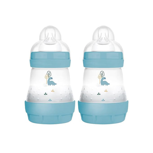 MAM Easy Start Anti-Colic Baby Bottle 5oz, Slow Flow, Breastfeeding-Like Silicone Nipple Bottle, Reduces Colic, Gas, & Reflux, Easy-to-Clean, BPA-Free, Vented Baby Bottles for Newborns, 0-3 Months-BubblyBeeBaby