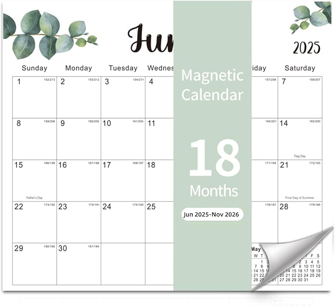 2025-2026 Magnetic Fridge Calendar 18 Monthly Magnetic Calendar for Refrigerator 2025-2026 Wall Calendar Planner Runs from June 2025 Until November 2026 Easy Organizing Markers Tearable (Nature)-BubblyBeeBaby