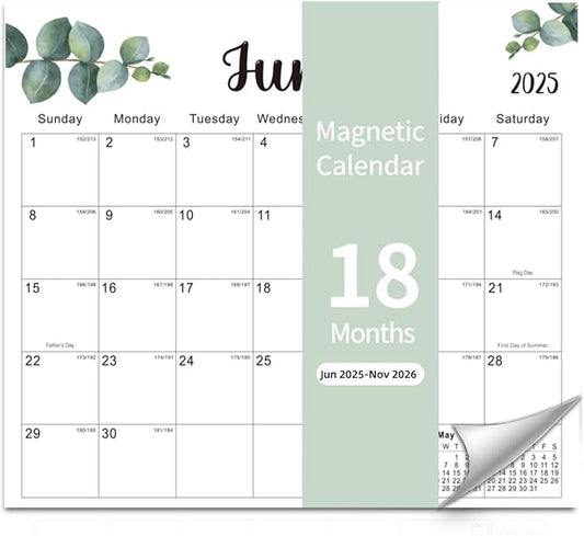 2025-2026 Magnetic Fridge Calendar 18 Monthly Magnetic Calendar for Refrigerator 2025-2026 Wall Calendar Planner Runs from June 2025 Until November 2026 Easy Organizing Markers Tearable (Nature)-BubblyBeeBaby