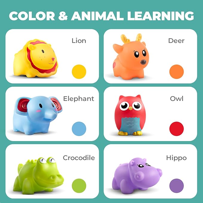 Hely Cancy Infant Bath Toys for 18 Months - No Hole Animal Bathtub Toys, Baby Bath Tub Toys-BubblyBeeBaby